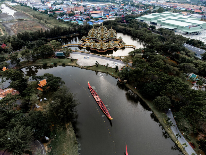 Aerial photo of Ancient city, Ancient Siam, Muang Boran in Bangkok Thailand. High quality photo